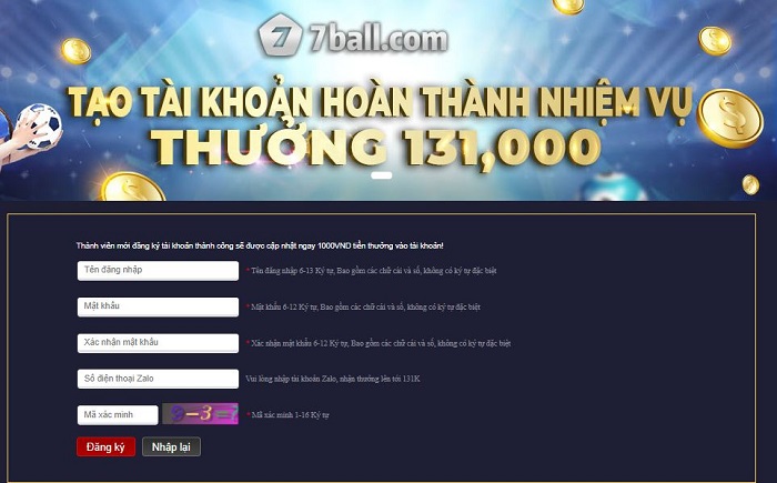 Hướng dẫn đăng ký tài khoản 7ball