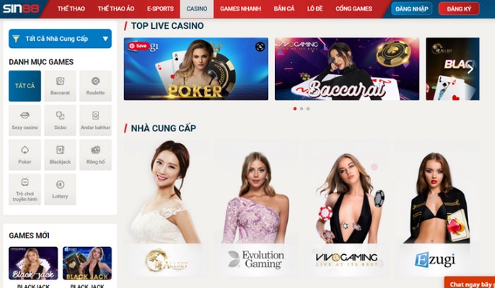 Sòng bài casino uy tín tại Sin88