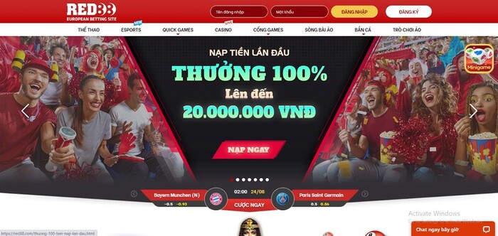 Thưởng 100% tại Red88