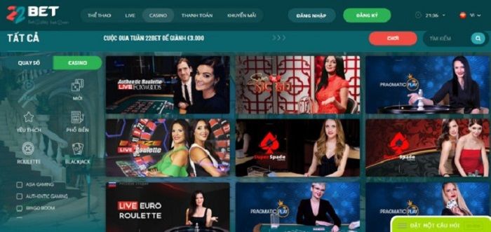 các trò chơi hấp dẫn tại 22Bet