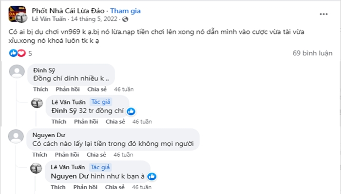 Phốt VN969 lừa đảo