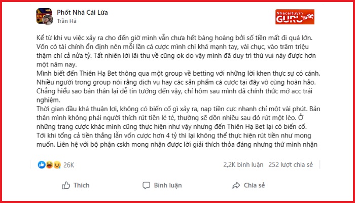 Sự thật Thienhabet lừa đảo